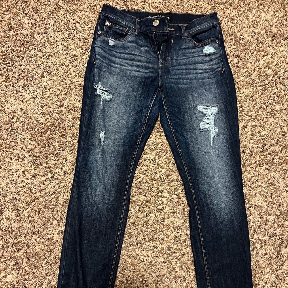 Express Mid Rise dark wash, distressed legging - size 6